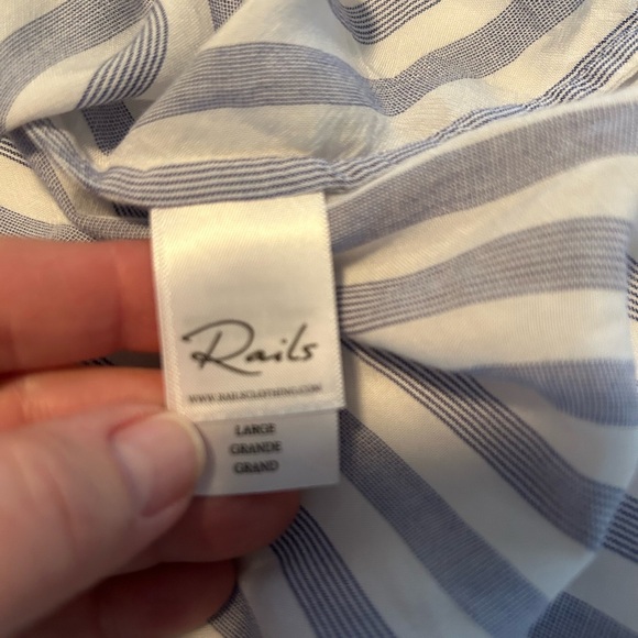 RAILS Acadia Soft Striped Sleep Shirt in White blue size L - Picture 7 of 9